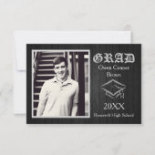 Zwart Hout met Pet - 3x5 Afstuderen Aankondiging (Voorkant)