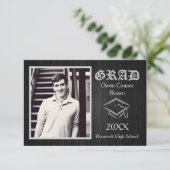 Zwart Hout met Pet - 3x5 Afstuderen Aankondiging (Staand voorkant)