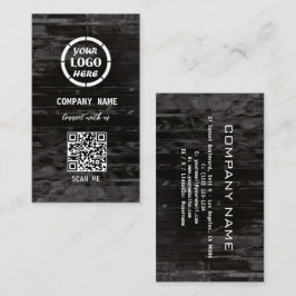 Zwart Hout Professioneel Ontwerp Moderne QR Code Visitekaartje