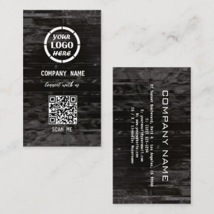 Zwart Hout Professioneel Ontwerp Moderne QR Code Visitekaartje