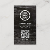 Zwart Hout Professioneel Ontwerp Moderne QR Code Visitekaartje (Voorkant)