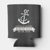 Zwart Hout Strepen Wit Nautische Boot Anker Blikjeskoeler (Achterkant)