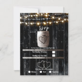 Zwart Hout String Lights Barrel Bruiloft RSVP Kaart (Voorkant)