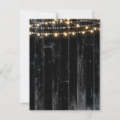 Zwart Hout String Lights Barrel Bruiloft RSVP Kaart (Achterkant)