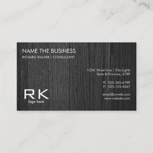 Zwart Hout Textuur Elegante Professionele Advocaat Visitekaartje (Voorkant)