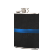 Zwart hout uiterlijk dunne blauwe lijn heupfles (Links)