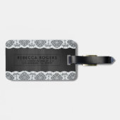 Zwart Hout & Wit  Kant Monogram Bagagelabel (Achterkant horizontaal)
