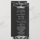 Zwart Hout & Wit Vintage Trouwprogramma Programmakaart (Voorkant / Achterkant)