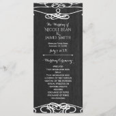 Zwart Hout & Wit Vintage Trouwprogramma Programmakaart (Voorkant)