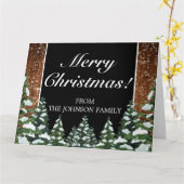 Zwart Hout Woud Vrolijk Kerstfeest Gevouwen Groet Kaart (Gele Bloem)