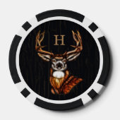 Zwart Houten Houten Houten Herten Rustiek Land Mon Poker Chips (Achterkant)