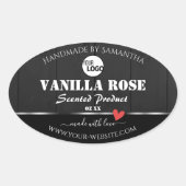 Zwart Houtkorrel Product Verpakkingslabels Logo Ovale Sticker (Voorkant)