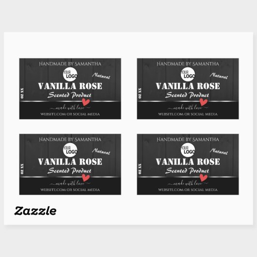 Zwart Houtkorrel Product Verpakkingslabels Logo Rechthoekige Sticker (Vel)