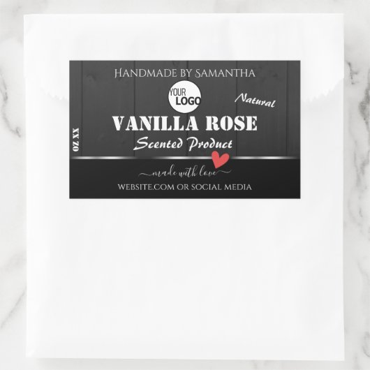 Zwart Houtkorrel Product Verpakkingslabels Logo Rechthoekige Sticker (Tas)