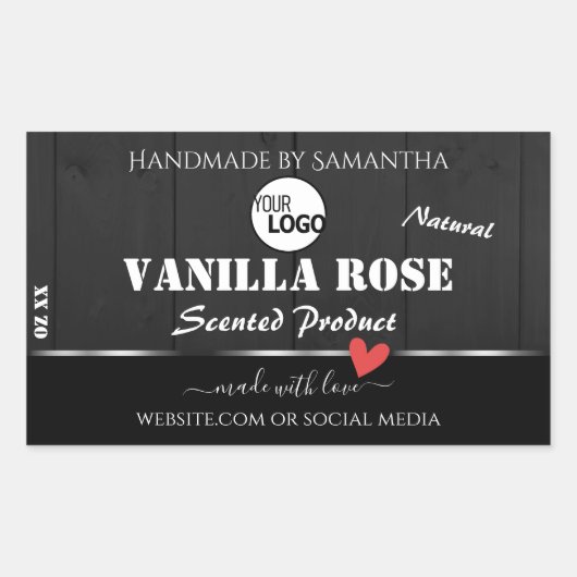 Zwart Houtkorrel Product Verpakkingslabels Logo Rechthoekige Sticker (Voorkant)