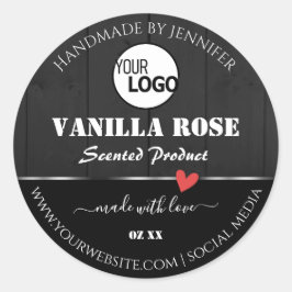 Zwart Houtkorrel Product Verpakkingslabels Logo Ronde Sticker
