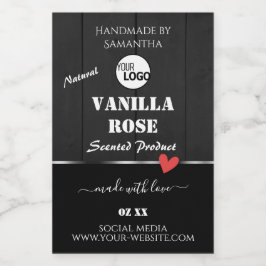 Zwart Houtkorrel Product Verpakkingslabels Logo Voedselcontainer Etiket