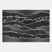 Zwart houtskool grijs zilver folie glitter classy inpakpapier vel (Voorkant 3)