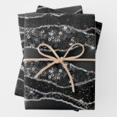 Zwart houtskool grijs zilver folie glitter classy inpakpapier vel (In situ)