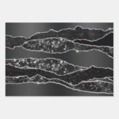 Zwart houtskool grijs zilver folie glitter classy inpakpapier vel (Voorkant)