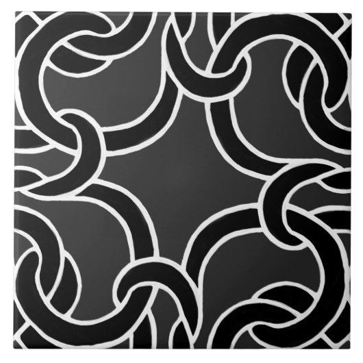 Zwart & Houtskool Keltische Knoop Naadloos Patroon Tegeltje (Voorkant)