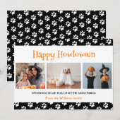 Zwart huisdier 3 foto Halloween Feestdagenkaart (Voorkant / Achterkant)