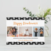 Zwart huisdier 3 foto Halloween Feestdagenkaart (Staand voorkant)