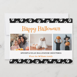 Zwart huisdier Paws foto Happy Halloween Feestdagenkaart