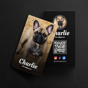 Zwart Huisdier Social Media QR Code Hond Pet Influ Visitekaartje