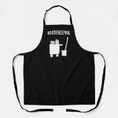 Zwart huishouden schort voor schoonmaak (Voorkant)