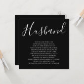 Zwart Husband gedicht van vrouw Kaart (Voorkant / Achterkant in situ)