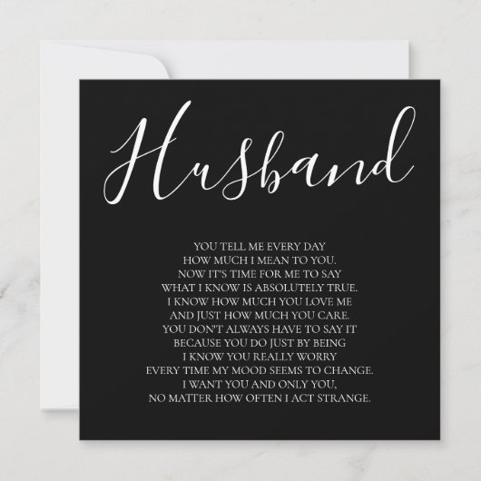 Zwart Husband gedicht van vrouw Kaart (Voorkant)
