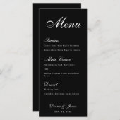 Zwart Huwelijk Eenvoudig Wit Script Kalligrafie Menu (Voorkant / Achterkant)