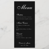 Zwart Huwelijk Eenvoudig Wit Script Kalligrafie Menu (Voorkant)