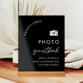 Zwart Huwelijksfoto Guestbook Teken Onze Gastenboe Acryl Bord