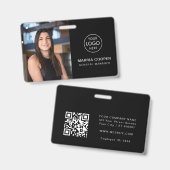 Zwart ID Kaart Fotonaam Logo QR Code Badge (Voor- en achterkant)