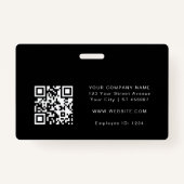 Zwart ID Kaart Fotonaam Logo QR Code Badge (Achterkant)