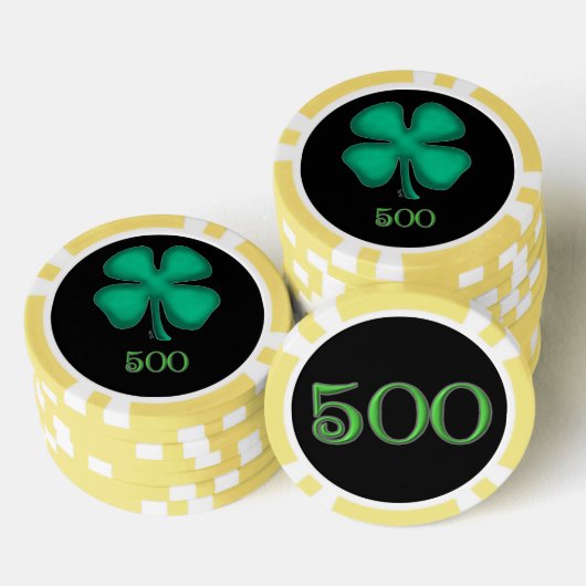 Zwart Iers geel 500 gestreepte poker chip (Opstapeling)