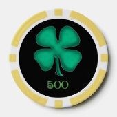Zwart Iers geel 500 gestreepte poker chip (Voorkant)