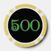 Zwart Iers geel 500 gestreepte poker chip (Achterkant)