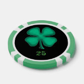 Zwart Iers groen 25 gestreepte poker chip (Enkel)