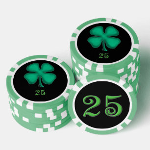 Zwart Iers groen 25 gestreepte poker chip