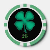Zwart Iers groen 25 gestreepte poker chip (Voorkant)