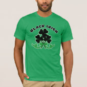 Zwart Iers met Zwarte Shamrocks St Patrick's Day T-shirt (Voorkant)