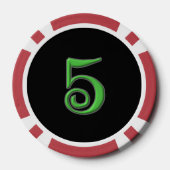 Zwart Iers rood 5 gestreepte poker chip (Achterkant)