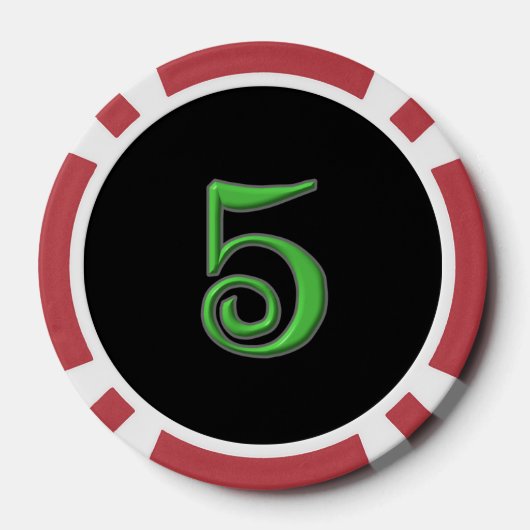 Zwart Iers rood 5 gestreepte poker chip (Achterkant)