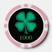 Zwart Iers roze 1000 gestreepte pokerchip (Voorkant)