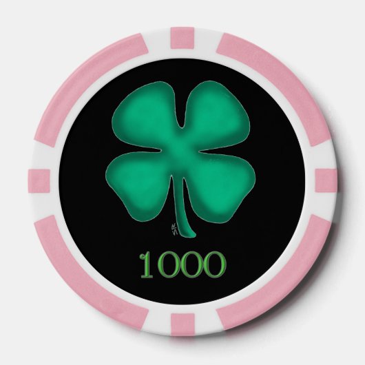 Zwart Iers roze 1000 gestreepte pokerchip (Voorkant)