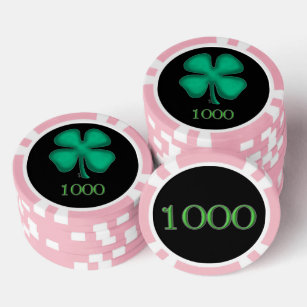 Zwart Iers roze 1000 gestreepte pokerchip