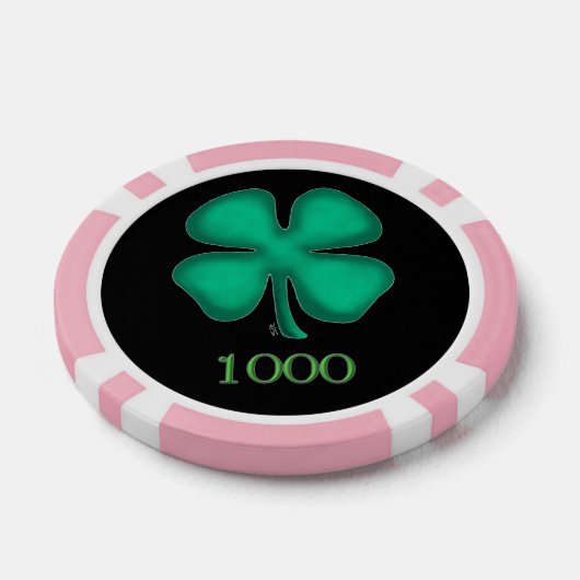 Zwart Iers roze 1000 gestreepte pokerchip (Enkel)